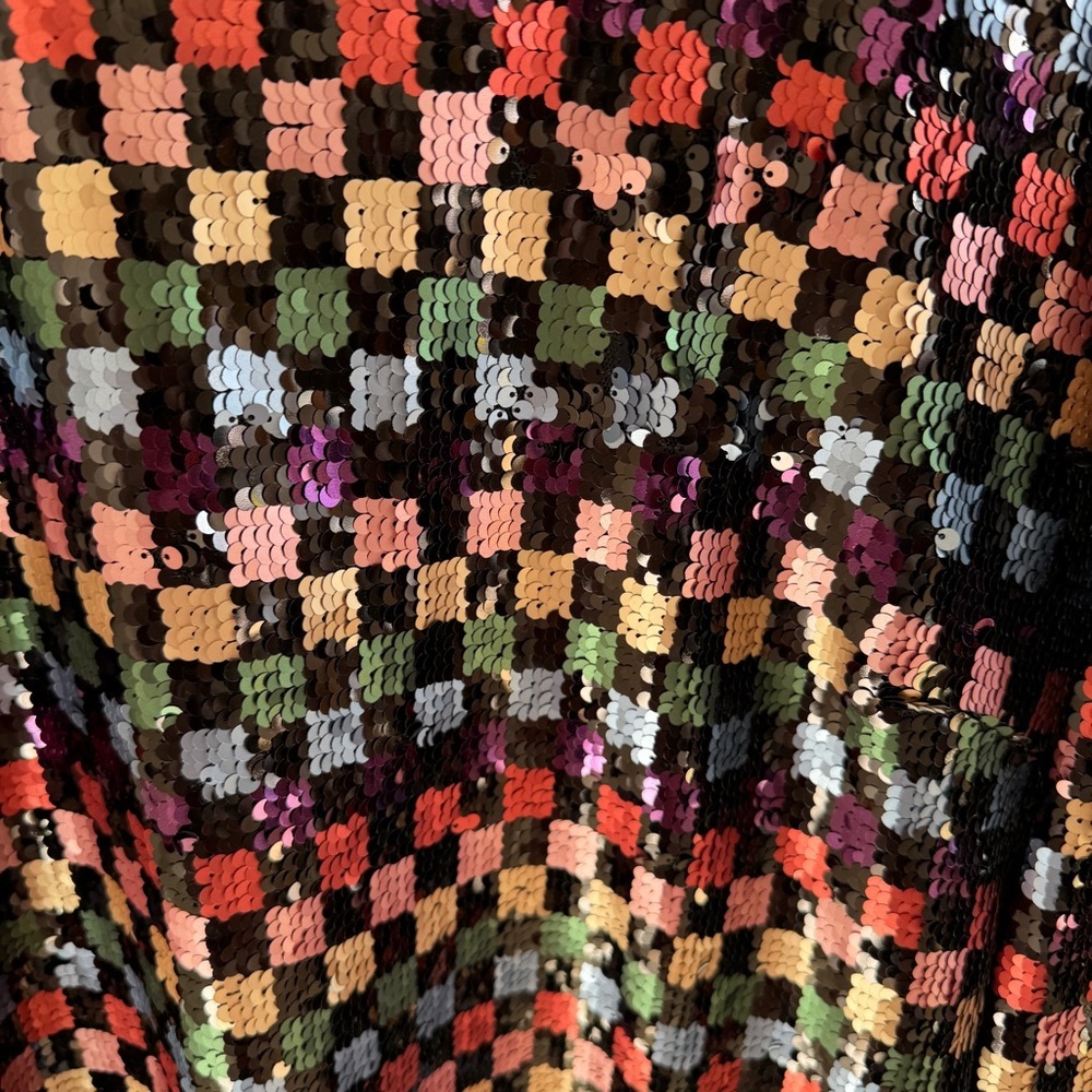 NEW Buru Mod Colorful Sequin Checkered Mini Dress L - Picture 2 of 11